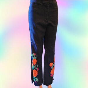 Adam Selman High Waisted Applique Open Seam Wide Leg Jeans size 4